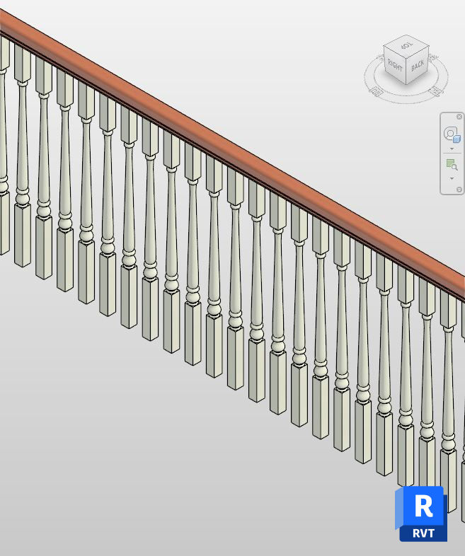 Classic Oak Baluster Railing Revit Family | Boracity