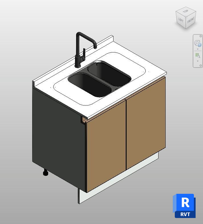 Oak Dual Sink Cabinet Revit Family | Boracity