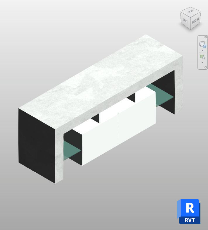 Marble and Black Entertainment Console - Free Revit Furniture Family ...