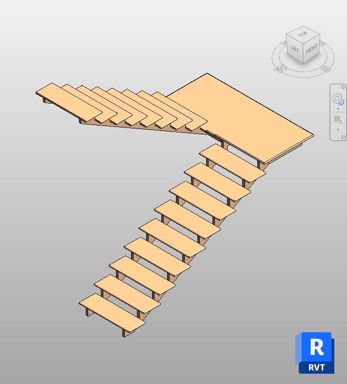 Oak Open Riser Staircase Revit Family | Boracity