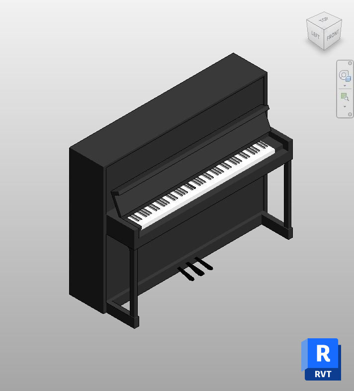 Elegant Black Upright Piano Revit Family | Boracity