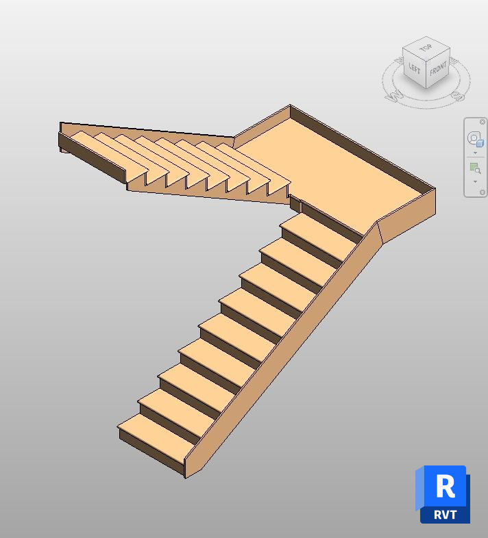Download Oak L-Shaped Staircase Revit Family | Boracity