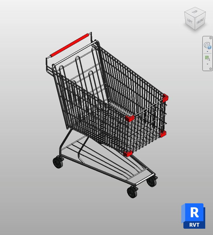 Download Red Handle Shopping Cart Revit | Boracity