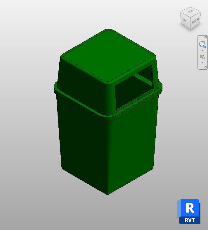 Green Plastic Trash Bin Revit Family | Boracity